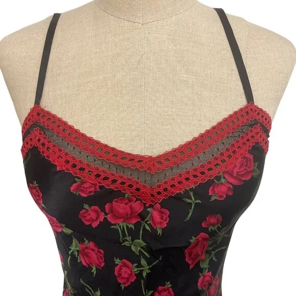 Betsey Johnson Floral Rose Silk Slip Dress P/M - Picture 3 of 8